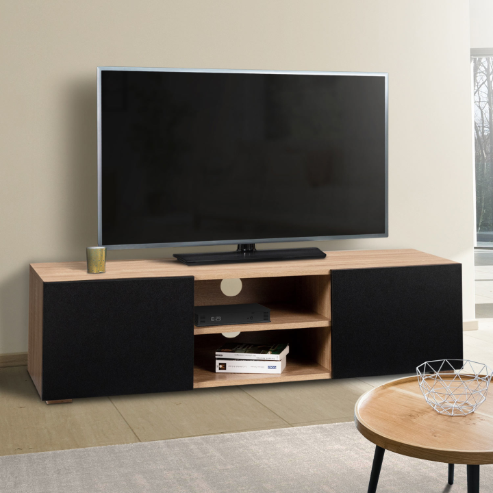 Soporte de TV moderno de madera y negro de 113 cm - ELI | ID Market