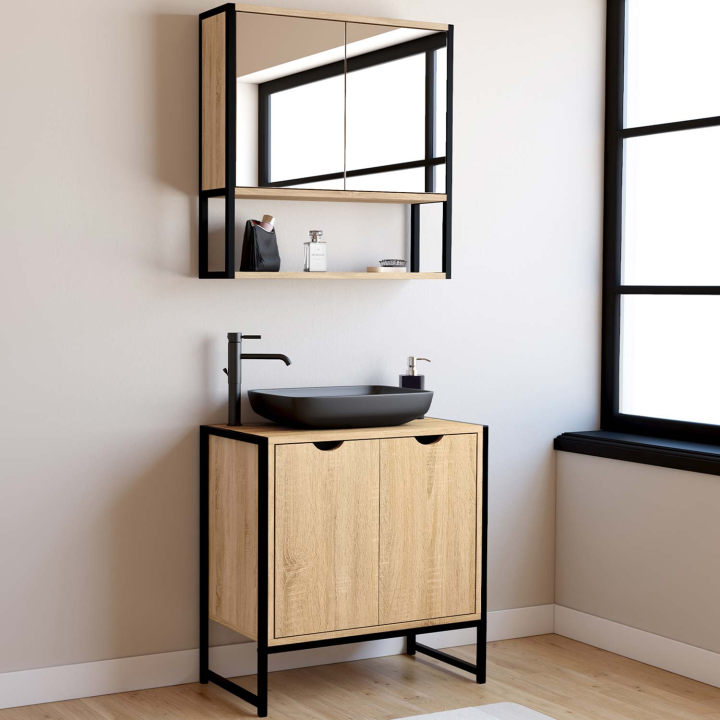 Meuble sous-lavabo salle de bain DETROIT design industriel