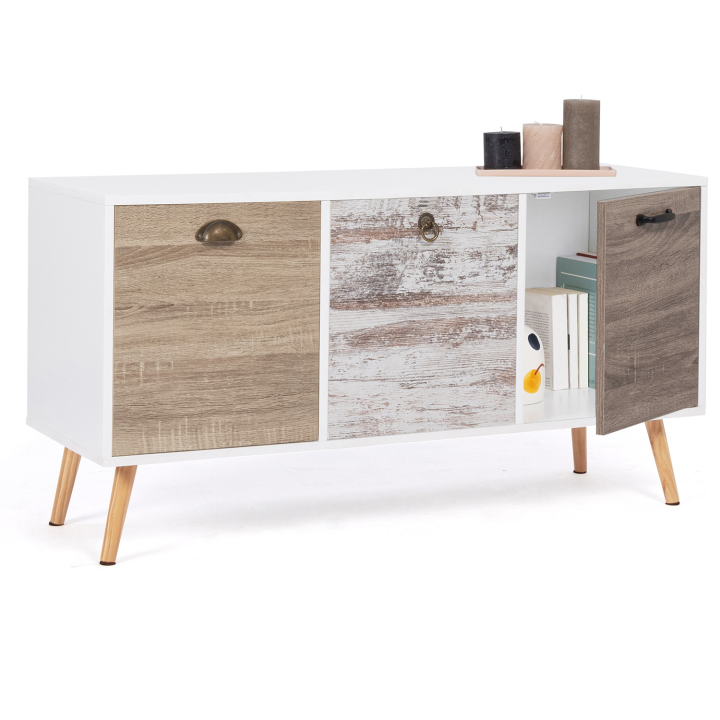 Buffet bas scandinave 113 cm BAHIA 3 portes