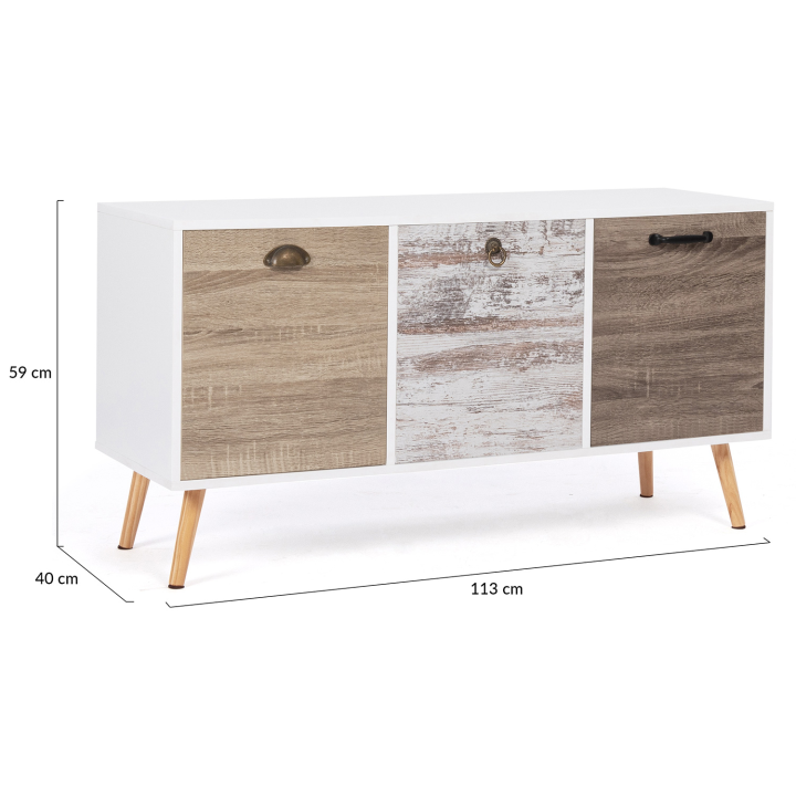 Buffet bas scandinave 113 cm BAHIA 3 portes