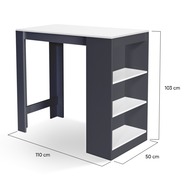 Table de bar BARTH 2 à 4 personnes bois gris plateau blanc