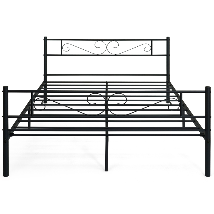 Lit double avec sommier métal TAMPA 140x190 cm noir