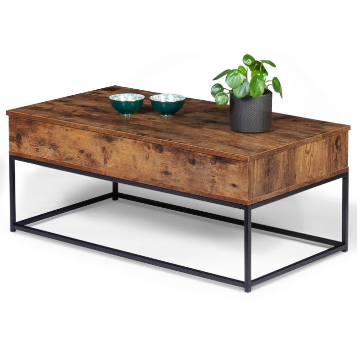 Table basse plateau relevable DAYTON effet vieilli design industriel