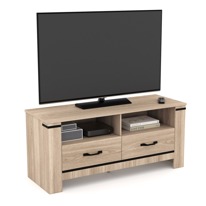 Meuble TV 113 cm IDAHO 2 tiroirs design contemporain