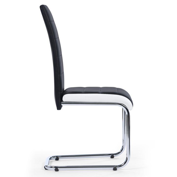 Lot de 6 chaises MIA noires liseré blanc pour salle à manger