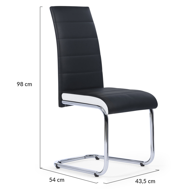 Lot de 6 chaises MIA noires liseré blanc pour salle à manger