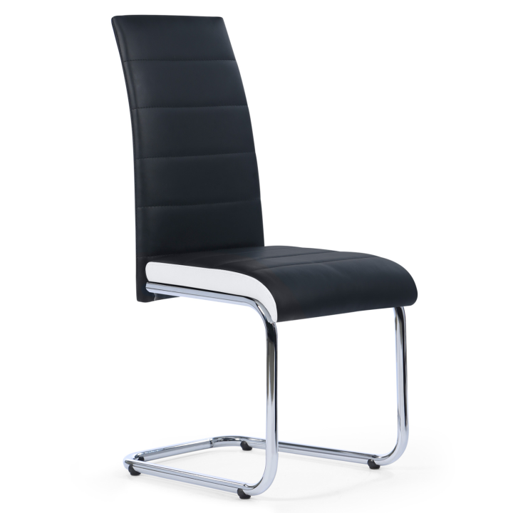 Lot de 6 chaises MIA noires liseré blanc pour salle à manger