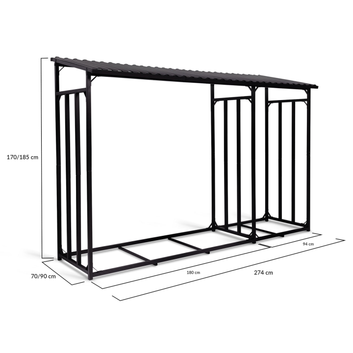 Almacén de acero galvanizado para troncos L. 274 cm con cubierta protectora de 150 gr