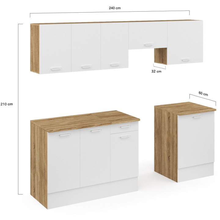 Cocina completa 240 cm madera y blanco - SUBTIL | ID Market