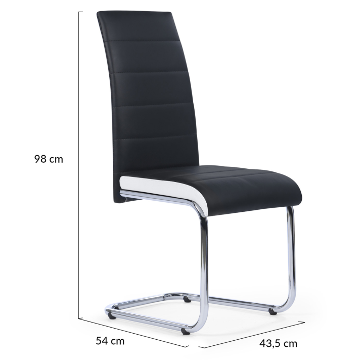 Lot de 4 chaises Mia noires liseré blanc pour salle à manger