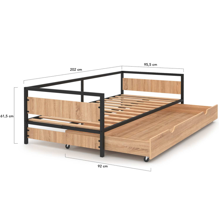 Cama infantil industrial 90x190 con nido extraíble - DETROIT | ID Market