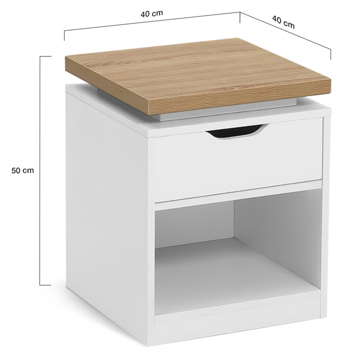 Lot de 2 tables de chevet LEDS avec 1 tiroir + 1 niche