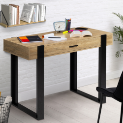 Bureau 1 tiroir PHOENIX bois et noir