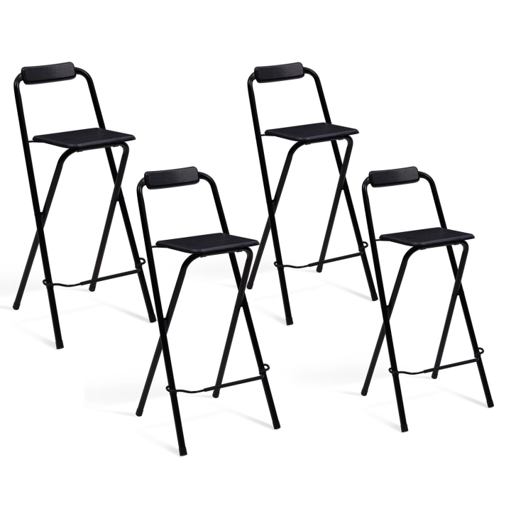 Lot de 4 tabourets de bar pliants DELSON noirs