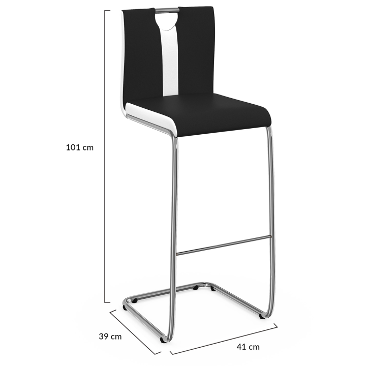 Lot de 4 tabourets de bar PIA noir et blanc