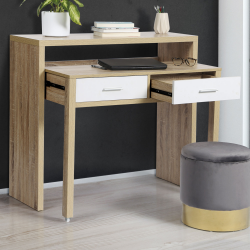 Bureau extensible bois blanc et imitation hêtre