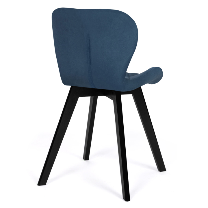 Lot de 4 chaises ROBINE en velours bleu pieds noirs