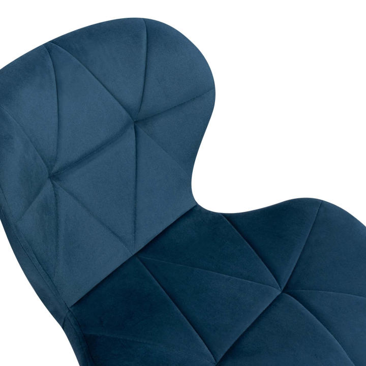 Lot de 4 chaises ROBINE en velours bleu pieds noirs