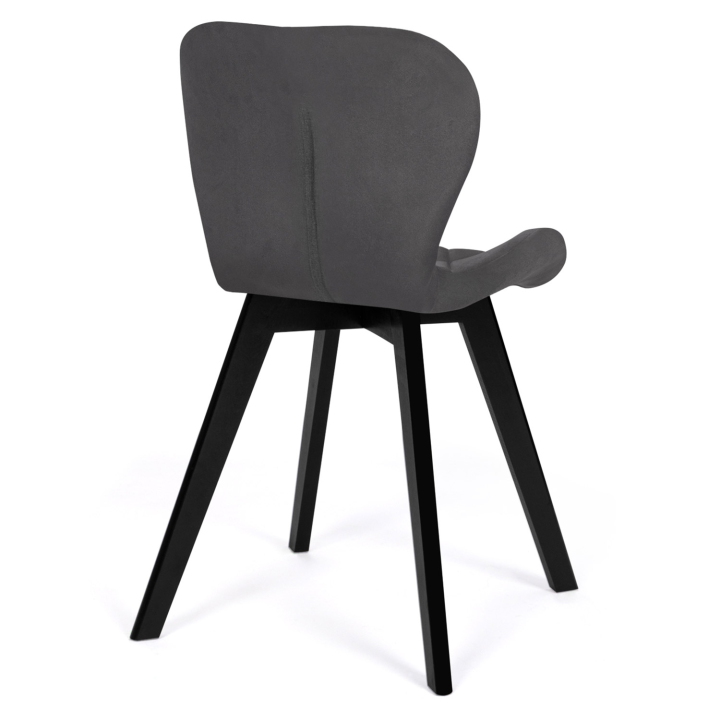 Lot de 4 chaises ROBINE en velours gris foncé pieds noirs