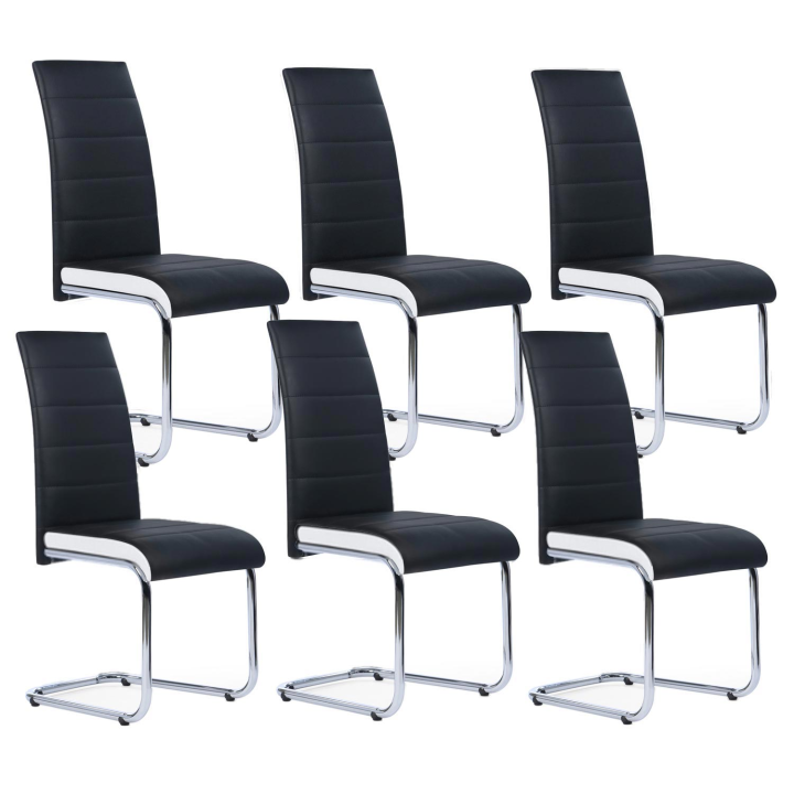 Lot de 6 chaises MIA noires liseré blanc pour salle à manger