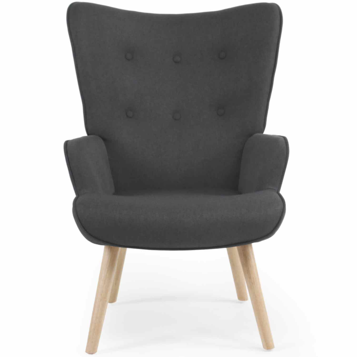 Fauteuil scandinave Ivar en tissu gris anthracite