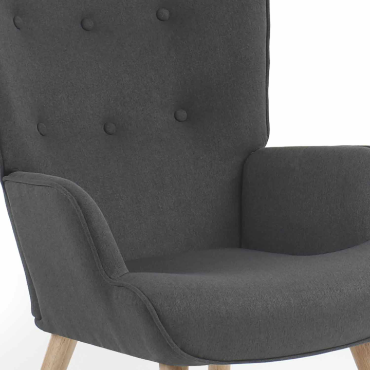 Fauteuil scandinave Ivar en tissu gris anthracite