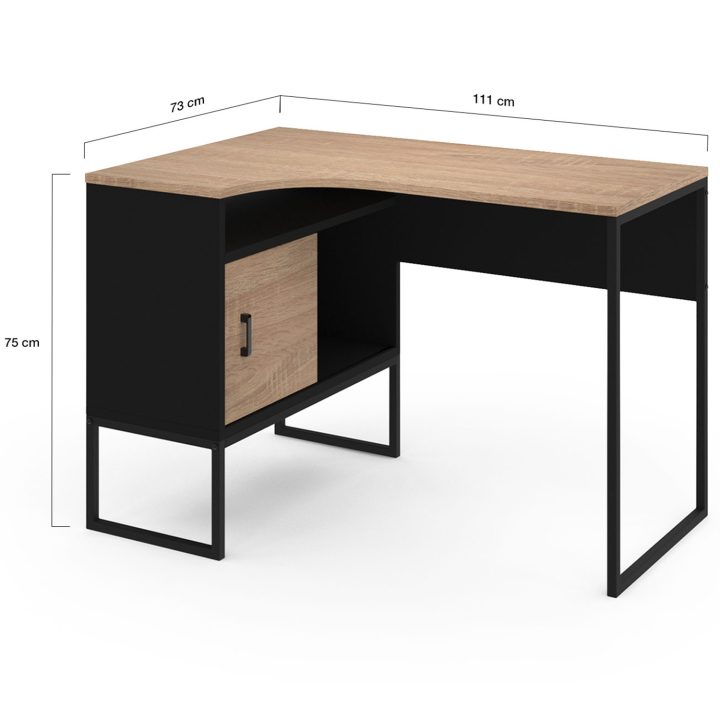 Bureau d'angle ROB noir et façon hêtre design industriel