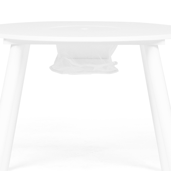 Table + 2 chaises enfant avec espace de rangement en bois blanc