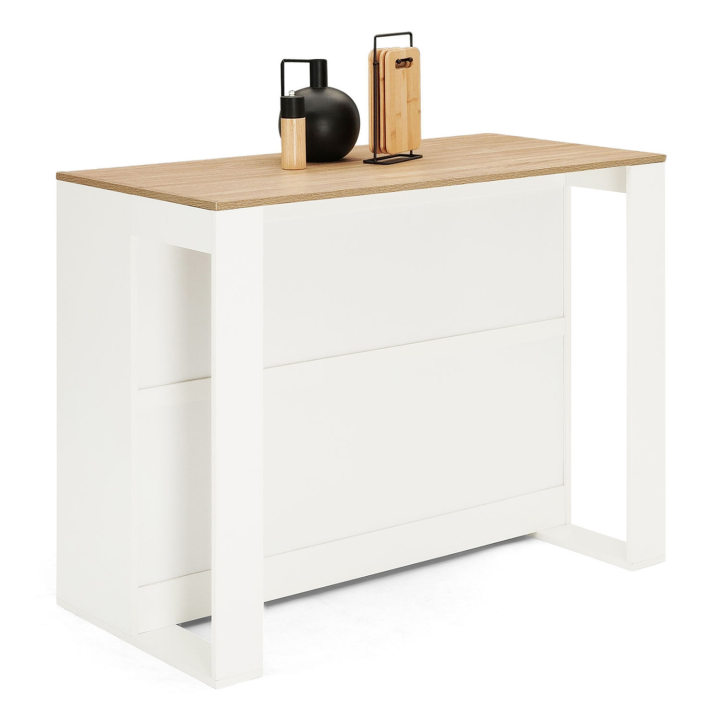 Mesa alta blanca y de madera para cocina - JUNO | ID Market