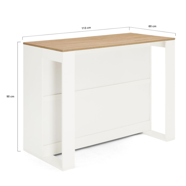 Mesa alta blanca y de madera para cocina - JUNO | ID Market