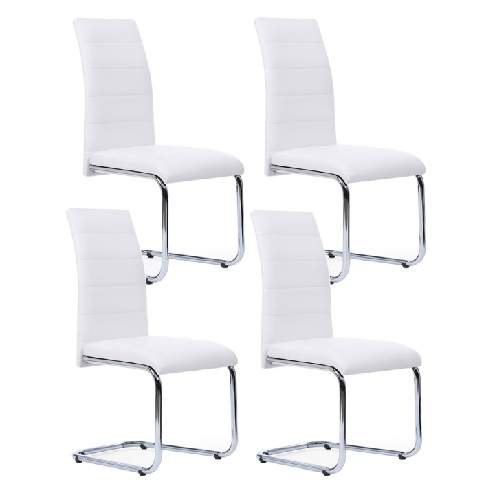 Lot de 4 chaises Mia blanches pour salle à manger