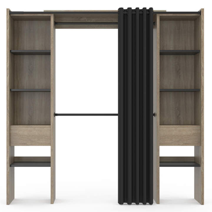 Armario de madera extensible con cortina negra - MERYL | ID Market