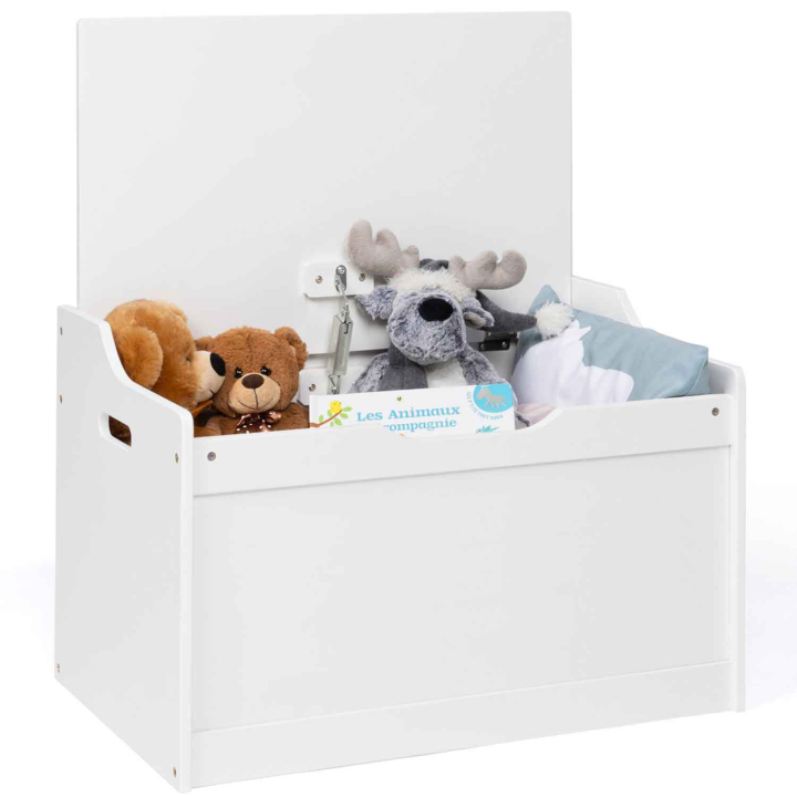 Banc coffre de rangement enfant en bois blanc