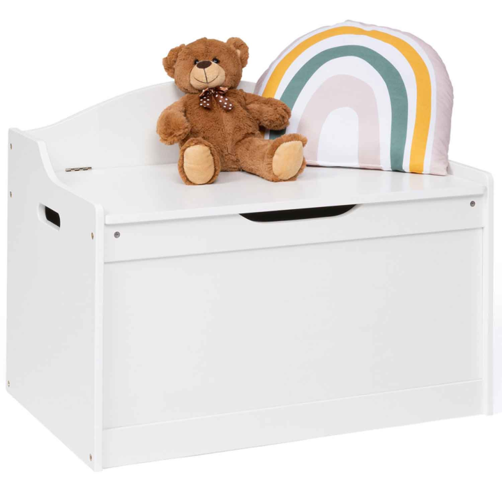 Banc coffre de rangement enfant en bois blanc