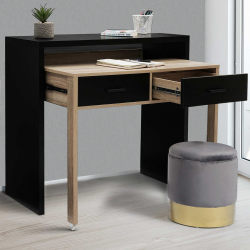 Bureau extensible MAX bois façon hêtre et noir