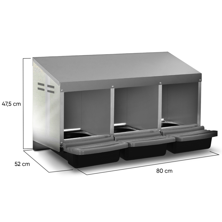 Pondoir en métal 3 emplacements avec fond