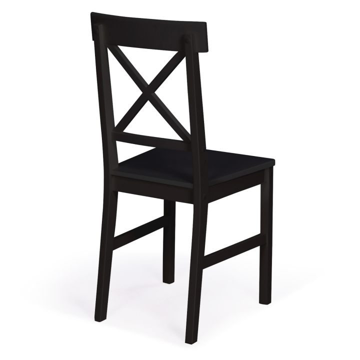 Lot de 4 chaises de cuisine avec croisillons SUZANNE bois noir