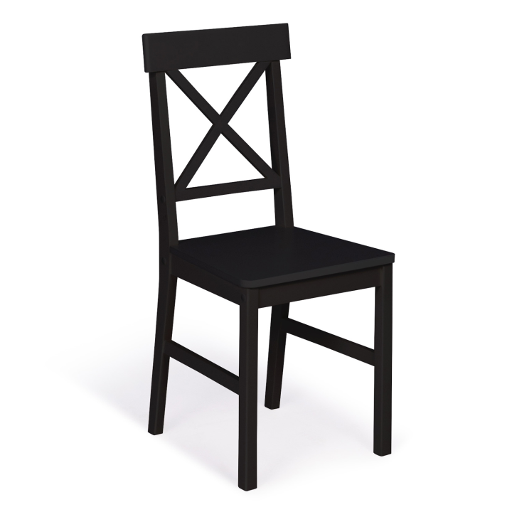 Lot de 4 chaises de cuisine avec croisillons SUZANNE bois noir