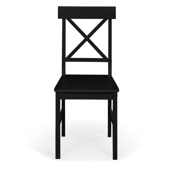 Lot de 4 chaises de cuisine avec croisillons SUZANNE bois noir