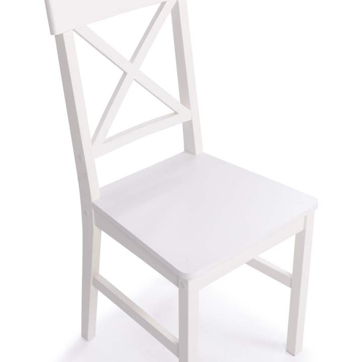 Lot de 4 chaises de cuisine avec croisillons  SUZANNE bois blanc