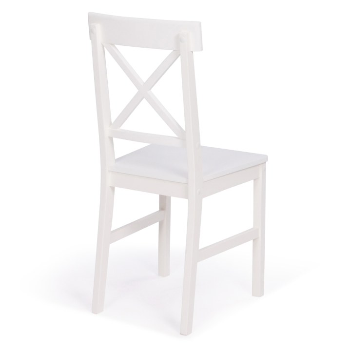 Lot de 4 chaises de cuisine avec croisillons  SUZANNE bois blanc