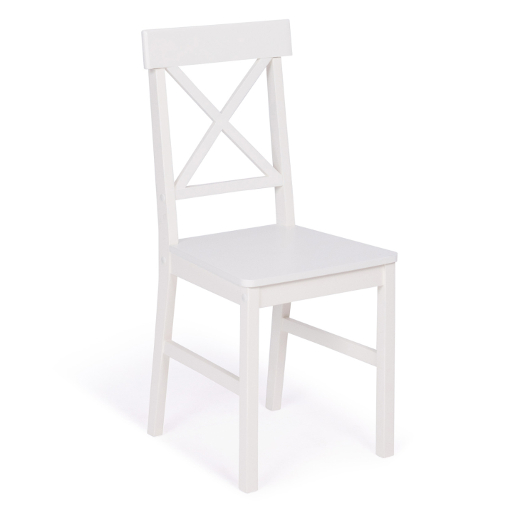 Lot de 4 chaises de cuisine avec croisillons  SUZANNE bois blanc