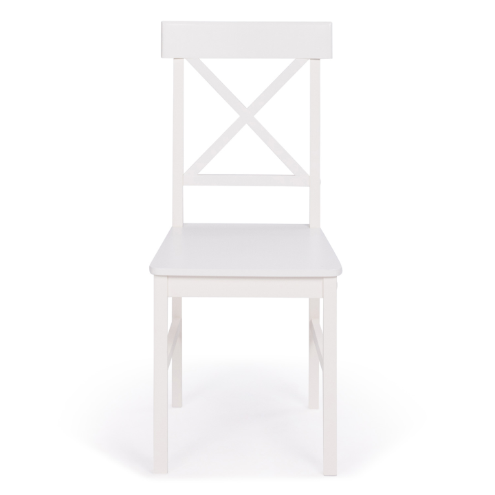 Lot de 4 chaises de cuisine avec croisillons  SUZANNE bois blanc