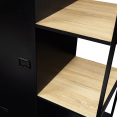 Armoire-étagère penderie ESTER 1 porte métal noir et plateaux bois design industriel