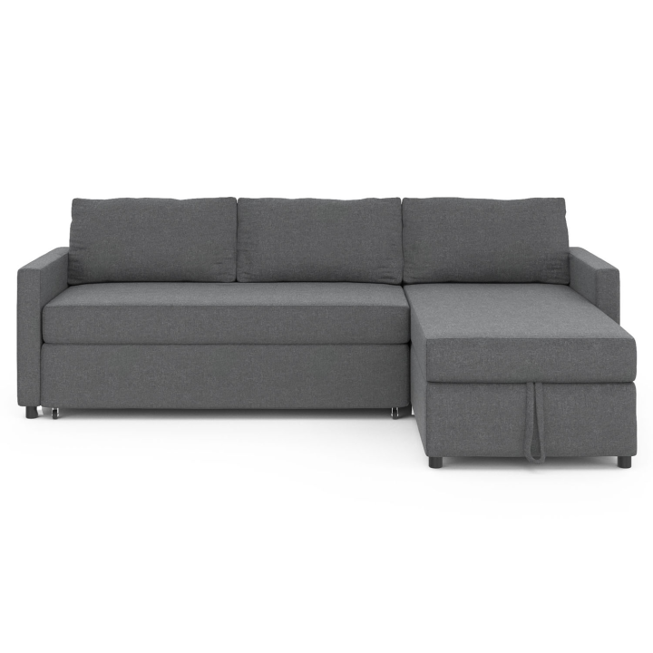 Canapé d'angle convertible NOAH avec méridienne coffre en tissu gris anthracite