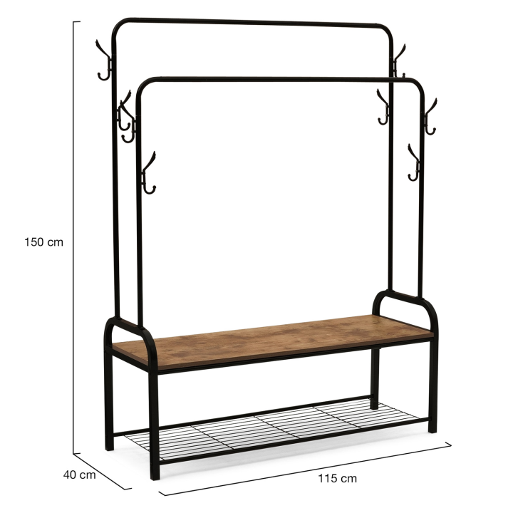 Perchero industrial doble 115 cm - PEDRO | ID Market