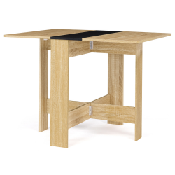 EDI mesa consola plegable 2-4 personas madera de haya tablero negro 103 x 76 cm