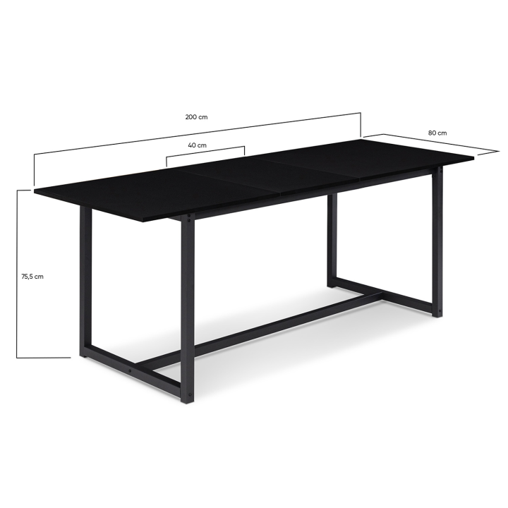 Mesa de comedor extensible negra - DELSON | ID Market