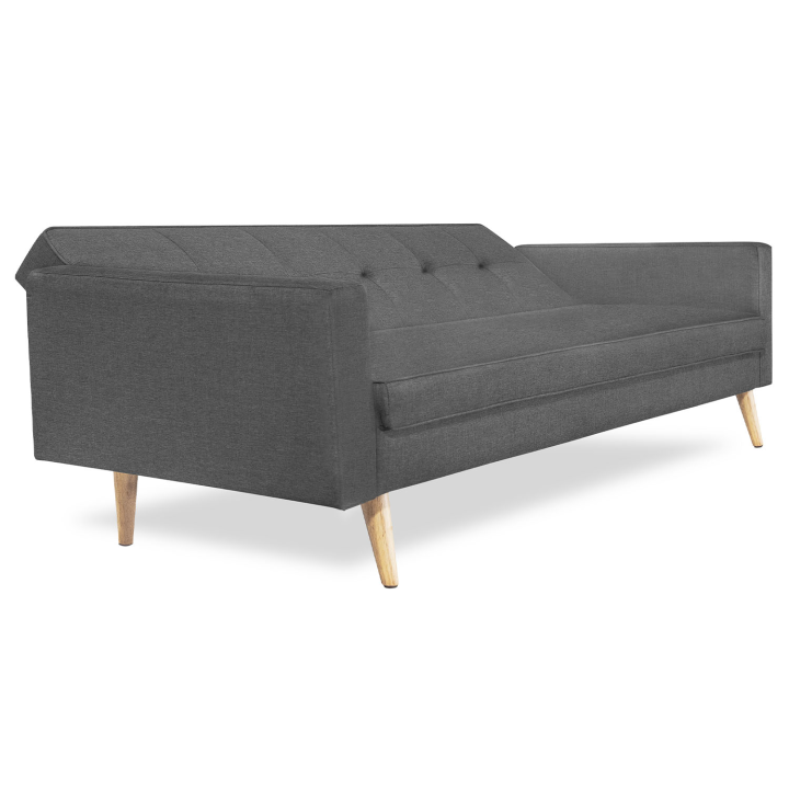 Canapé droit 3 places convertible LARS gris Scandinave