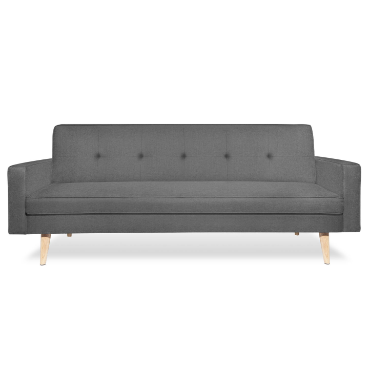 Canapé droit 3 places convertible LARS gris Scandinave